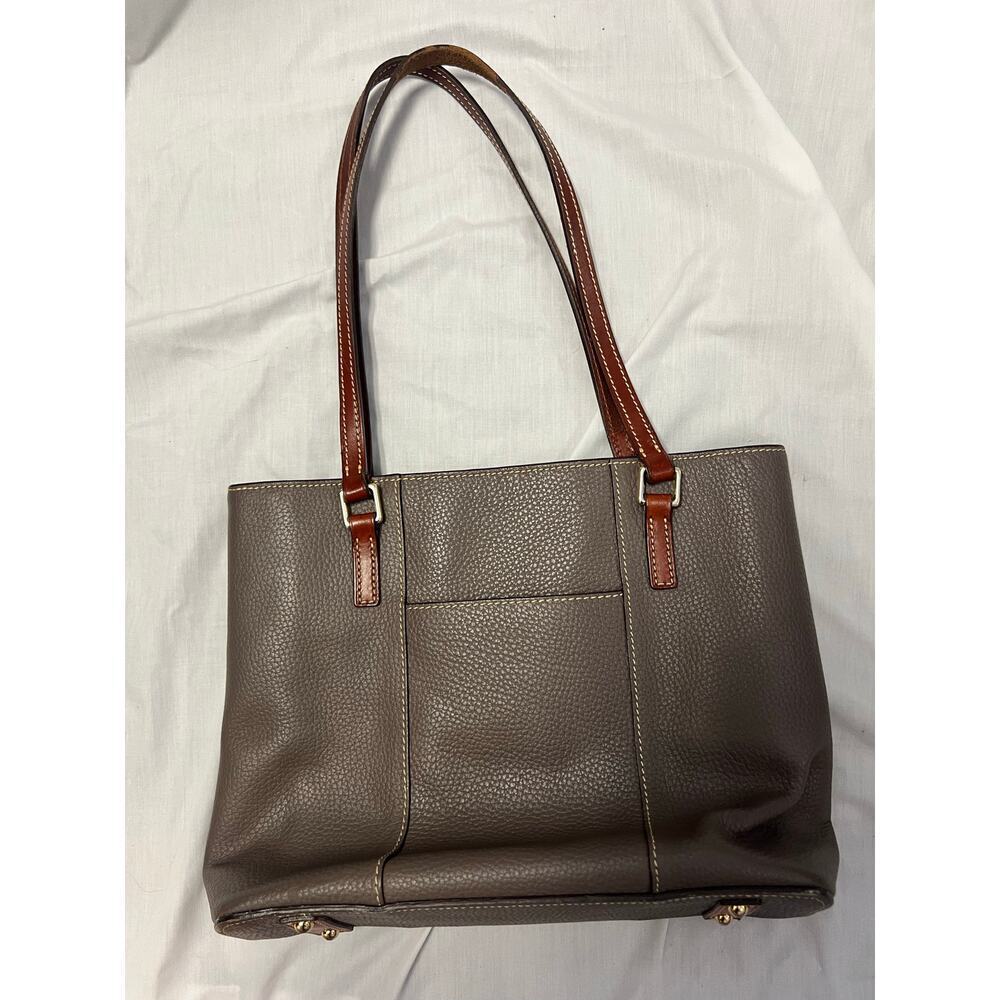 Dooney & Bourke Pebble Grain Gray Brown Leather Tote Purse GS - Picture 3 of 9